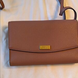 Kate Spade Brown Crossbody Bag with Flap Closure and Gold Hardware